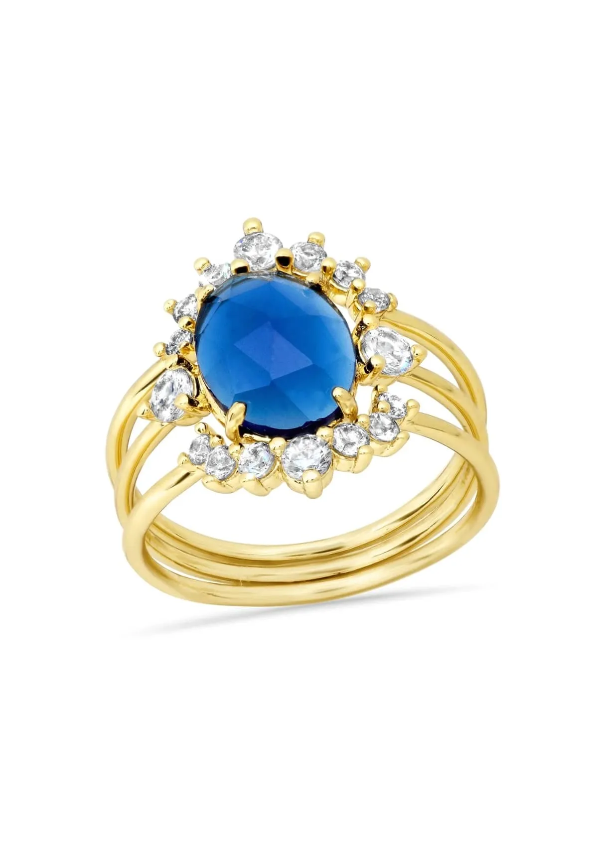 Halo September Birthstone Ring Stack - Sapphire