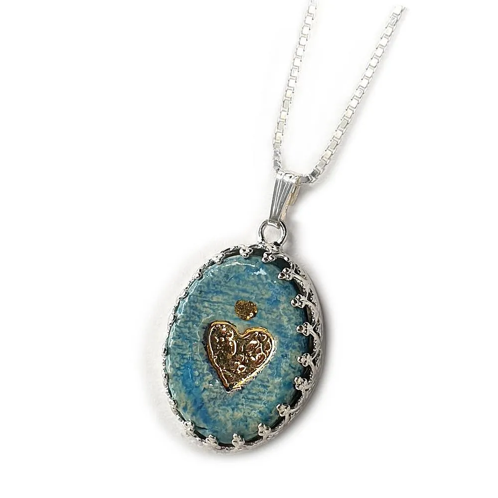 Handmade Ceramic Pendant Love Amazing Gift