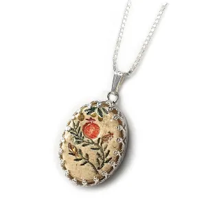 Handmade Pomegranate Ceramic And Silver Necklace