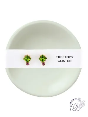 Holiday Stud Earrings & Trinket Tray Sets - Tree Tops Glisten