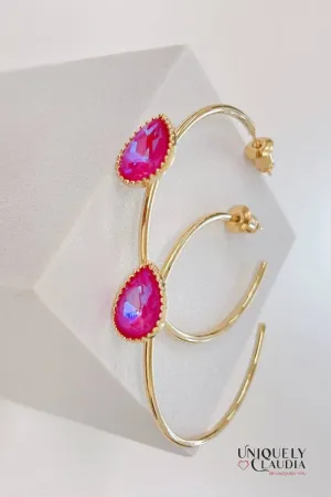 Iridescent Fuchsia Radiance 14K Gold-Plated Hoop