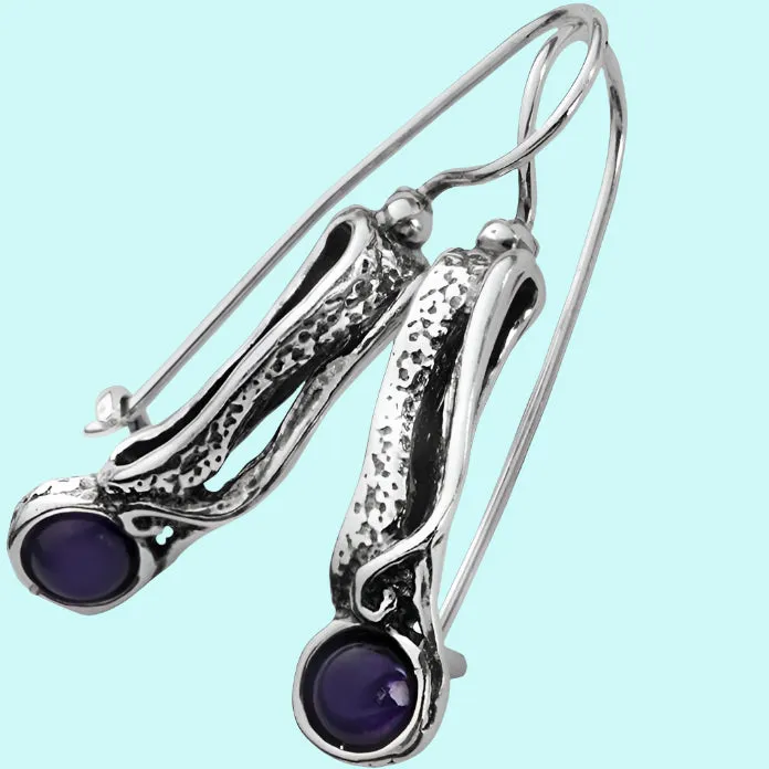 Israeli jewelry designers in silver earrings set amethyst / earrings for women