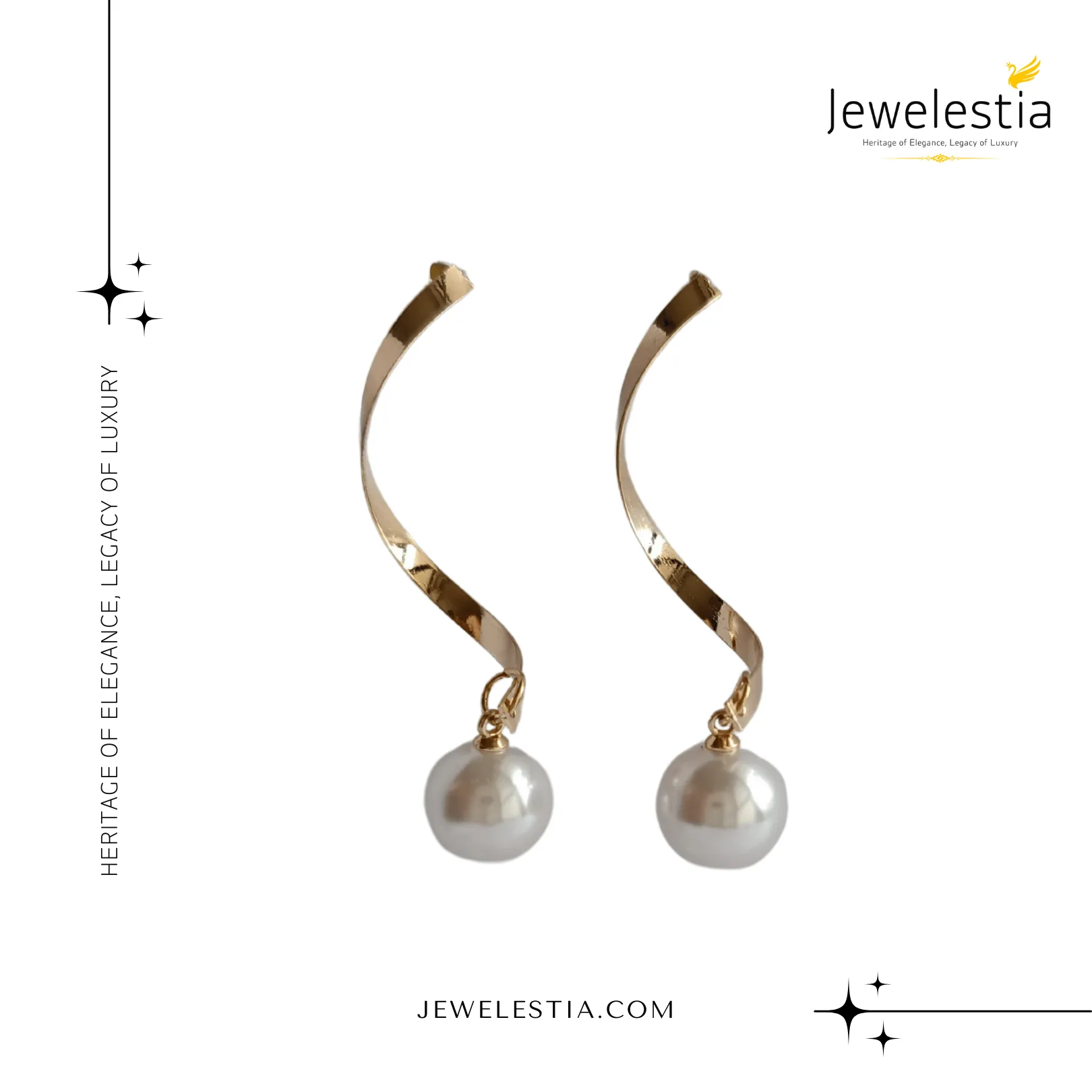 Jewelestia Twisted Pearl Drop Earrings