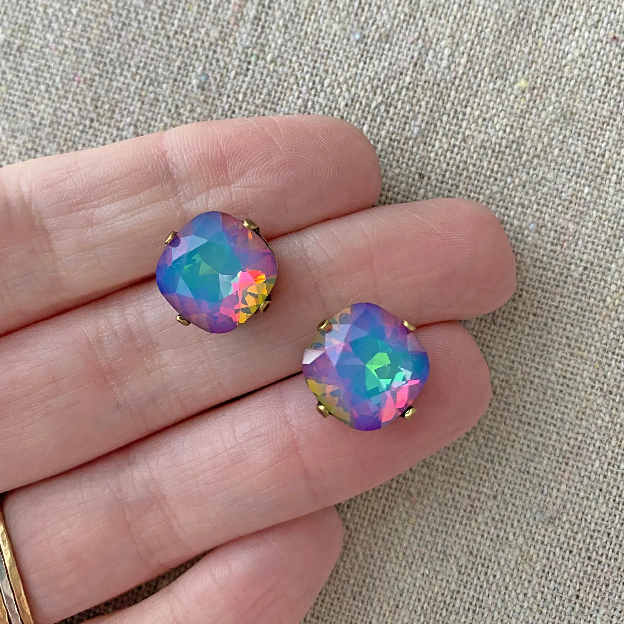 Large Cushion Post Earrings