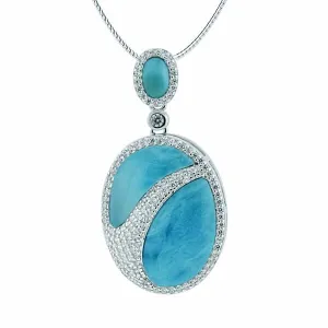 Larimar Pavé Waterfall Oval Pendant