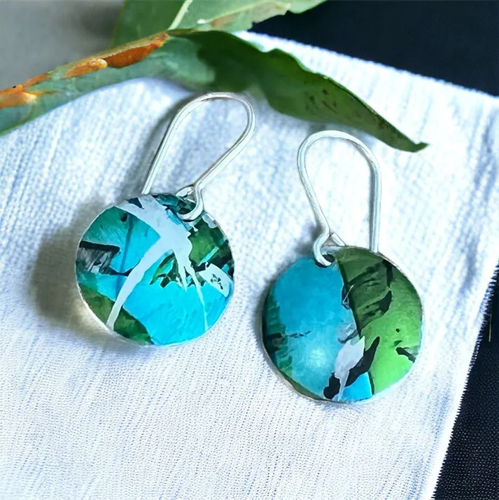 Lime green and sea blue earrings