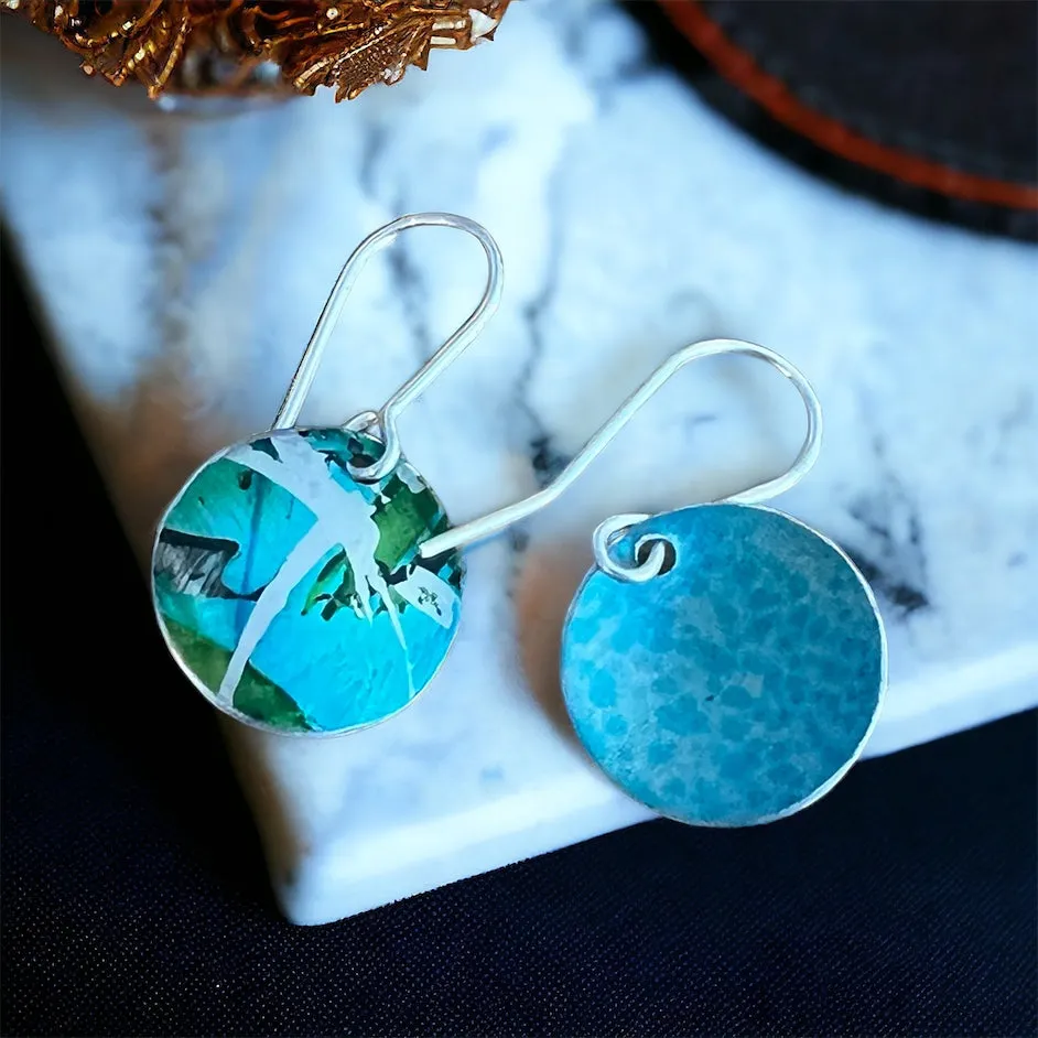 Lime green and sea blue earrings