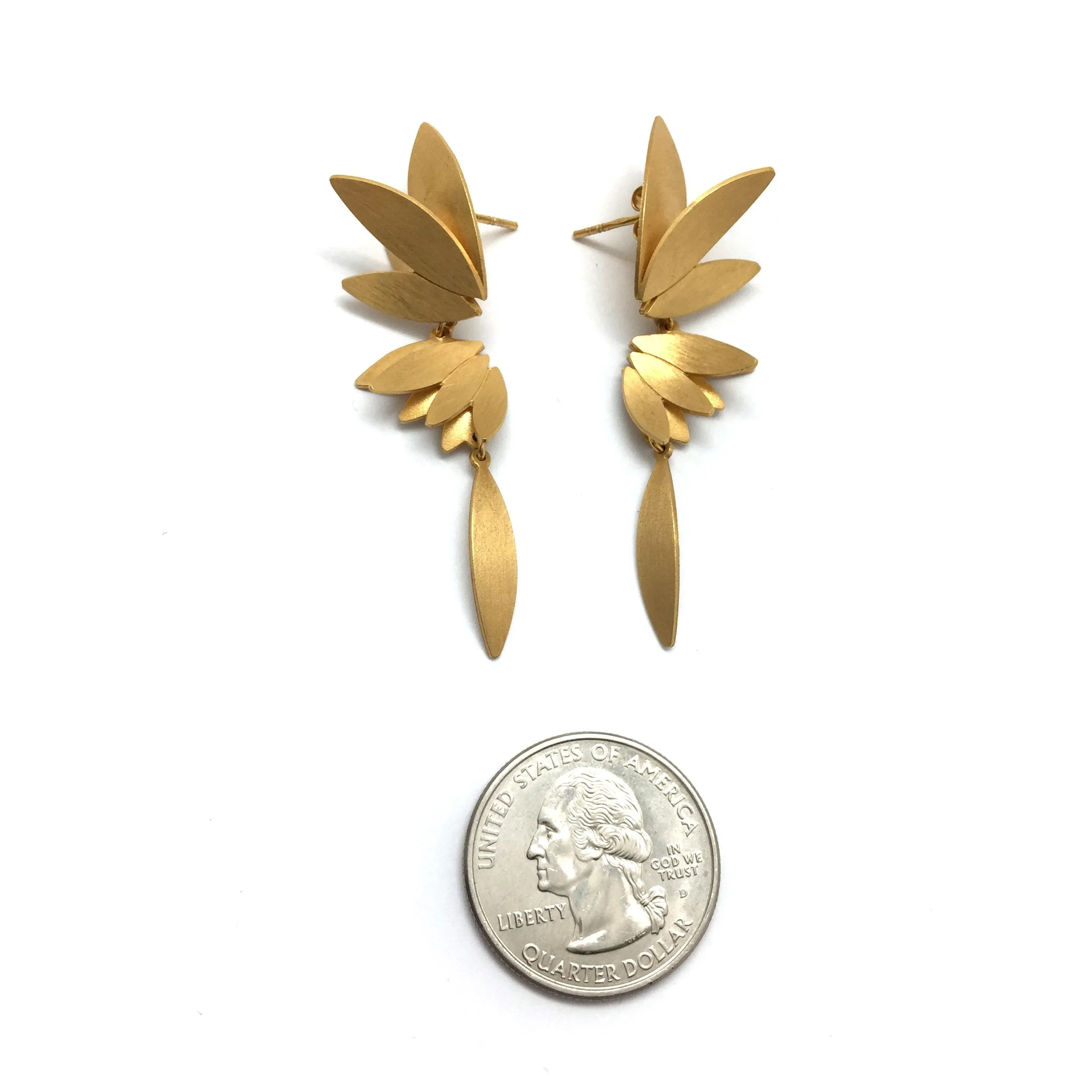 Long Feathered Wing Drops - Gold