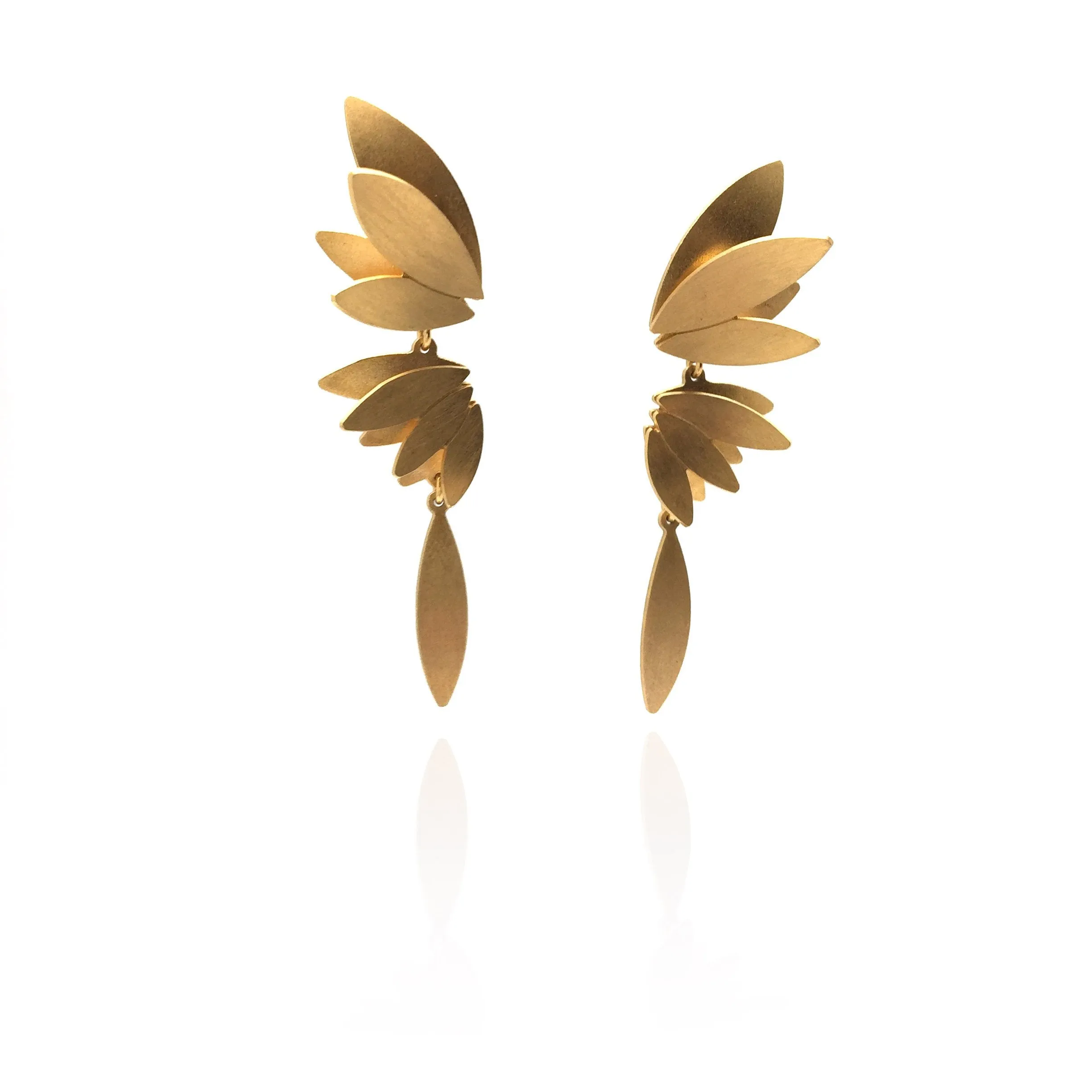 Long Feathered Wing Drops - Gold