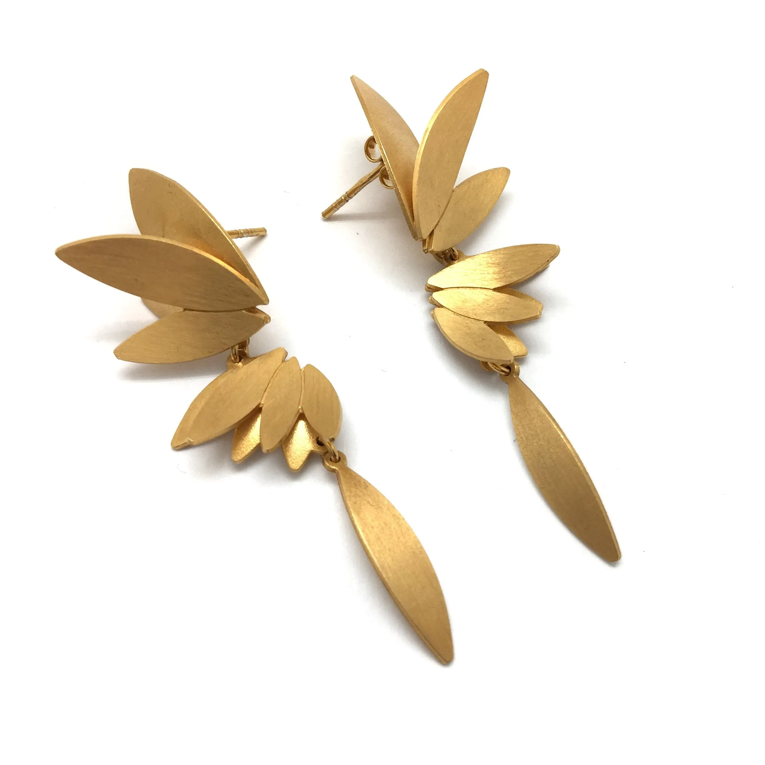 Long Feathered Wing Drops - Gold