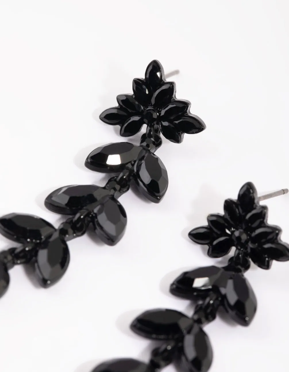 Matte Black Navette Drop Earrings