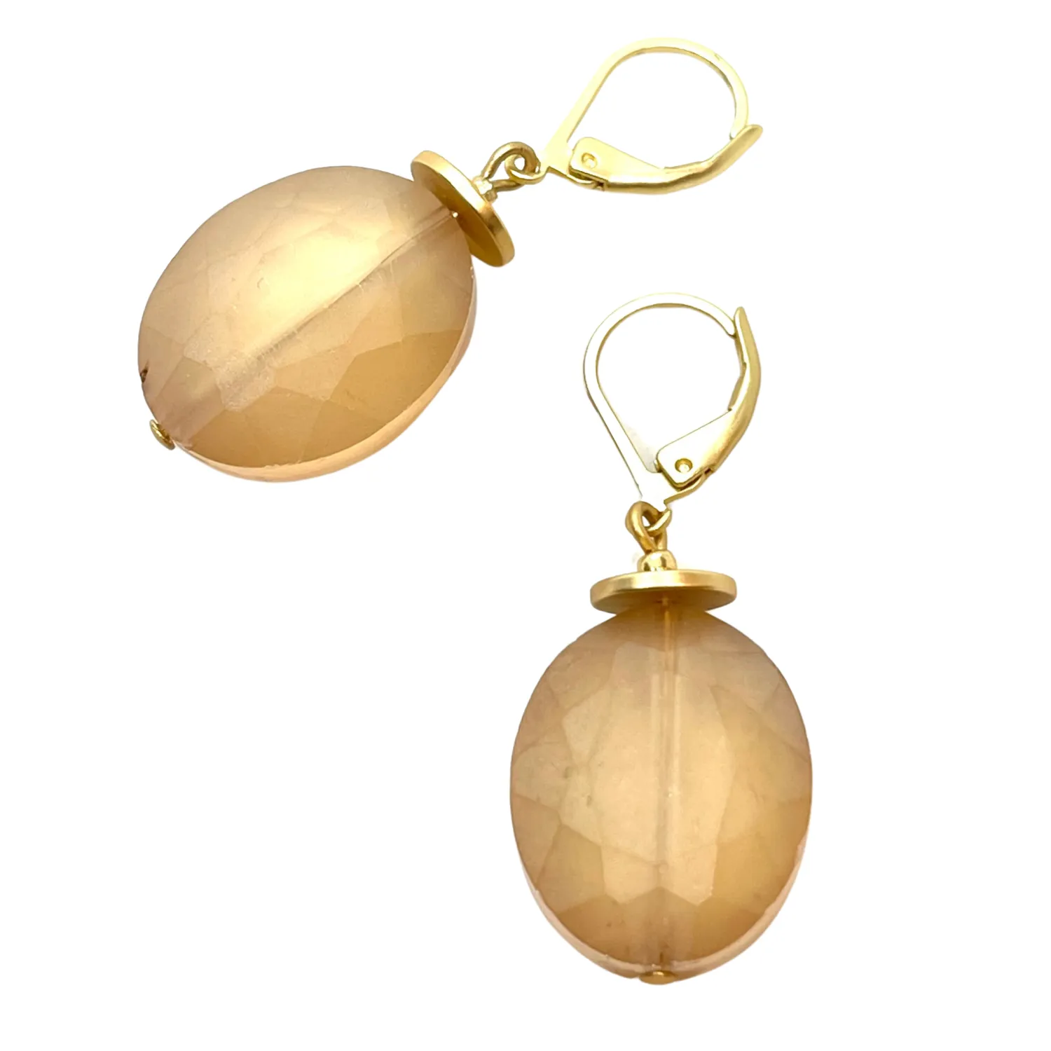 Matte Faceted Crystal Earrings - Peach