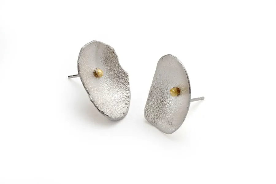 Medium Honesty Studs of sterling silver and 18k gold