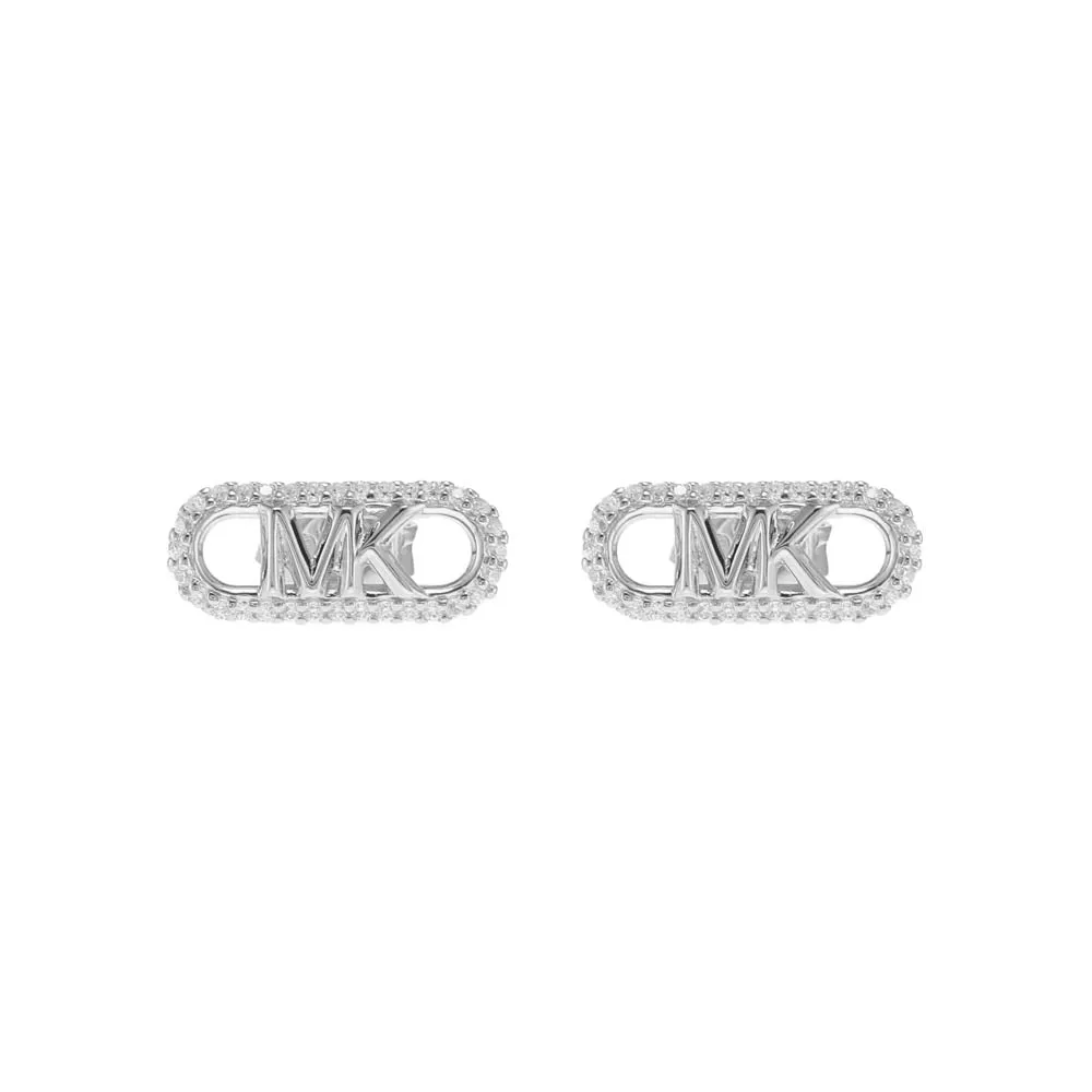 Michael Kors Sterling Silver Pave Empire Link Stud Earrings