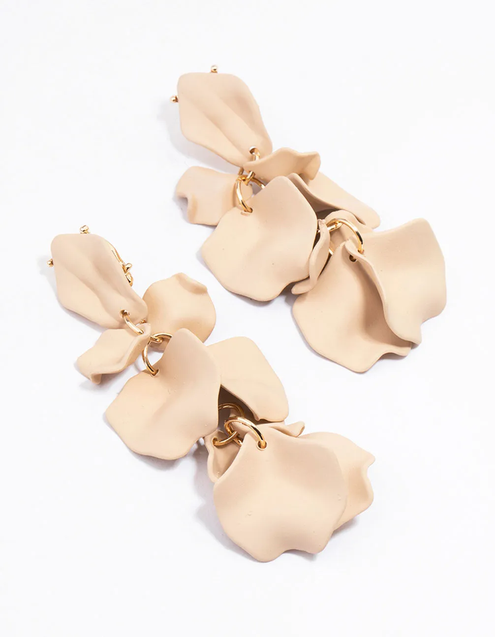 Neutral Petal Statement Drop Earrings