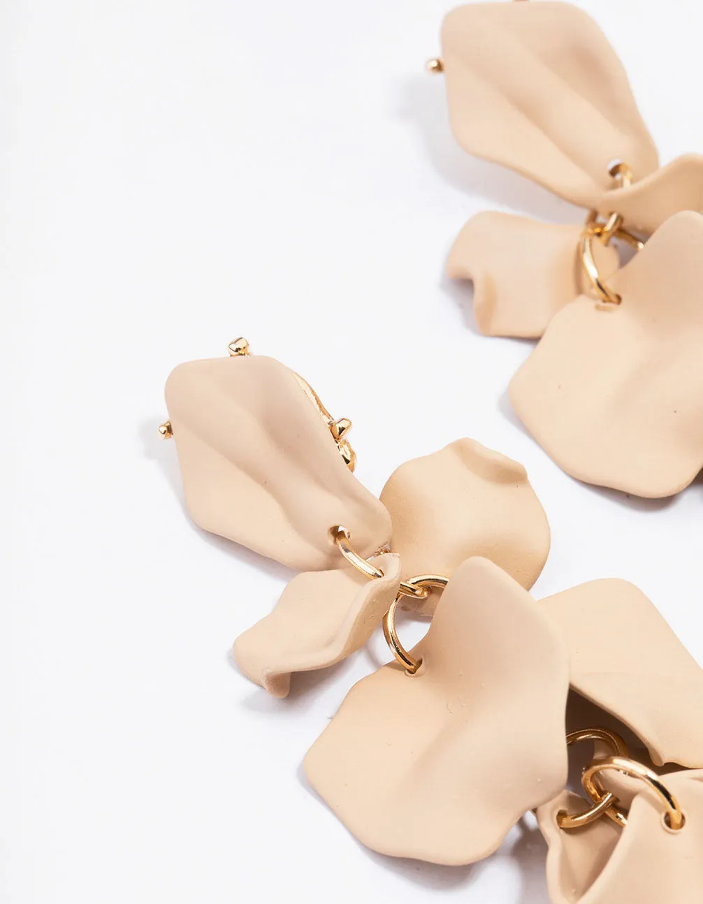 Neutral Petal Statement Drop Earrings