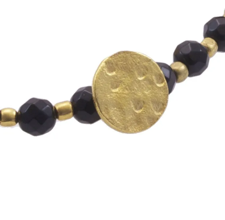 Onyx Gold Plated Sun Disc Bracelet