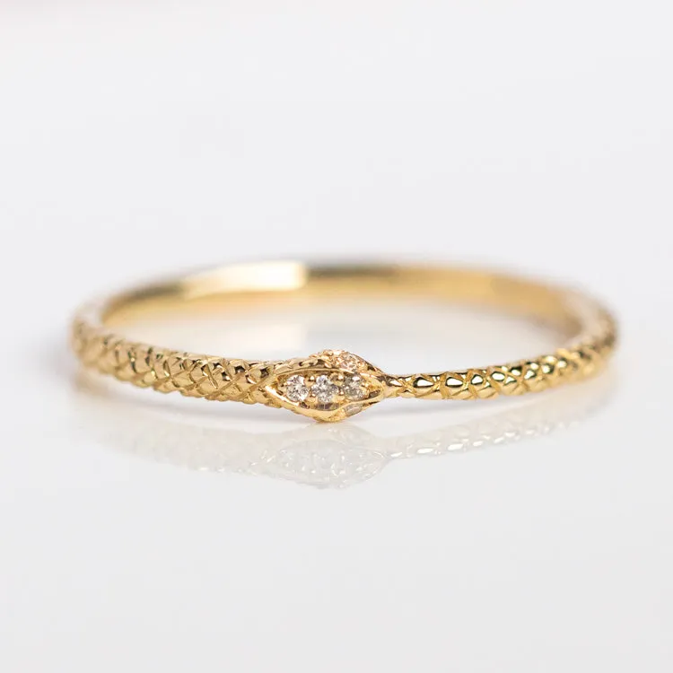 Ouroboros Diamond Snake Ring