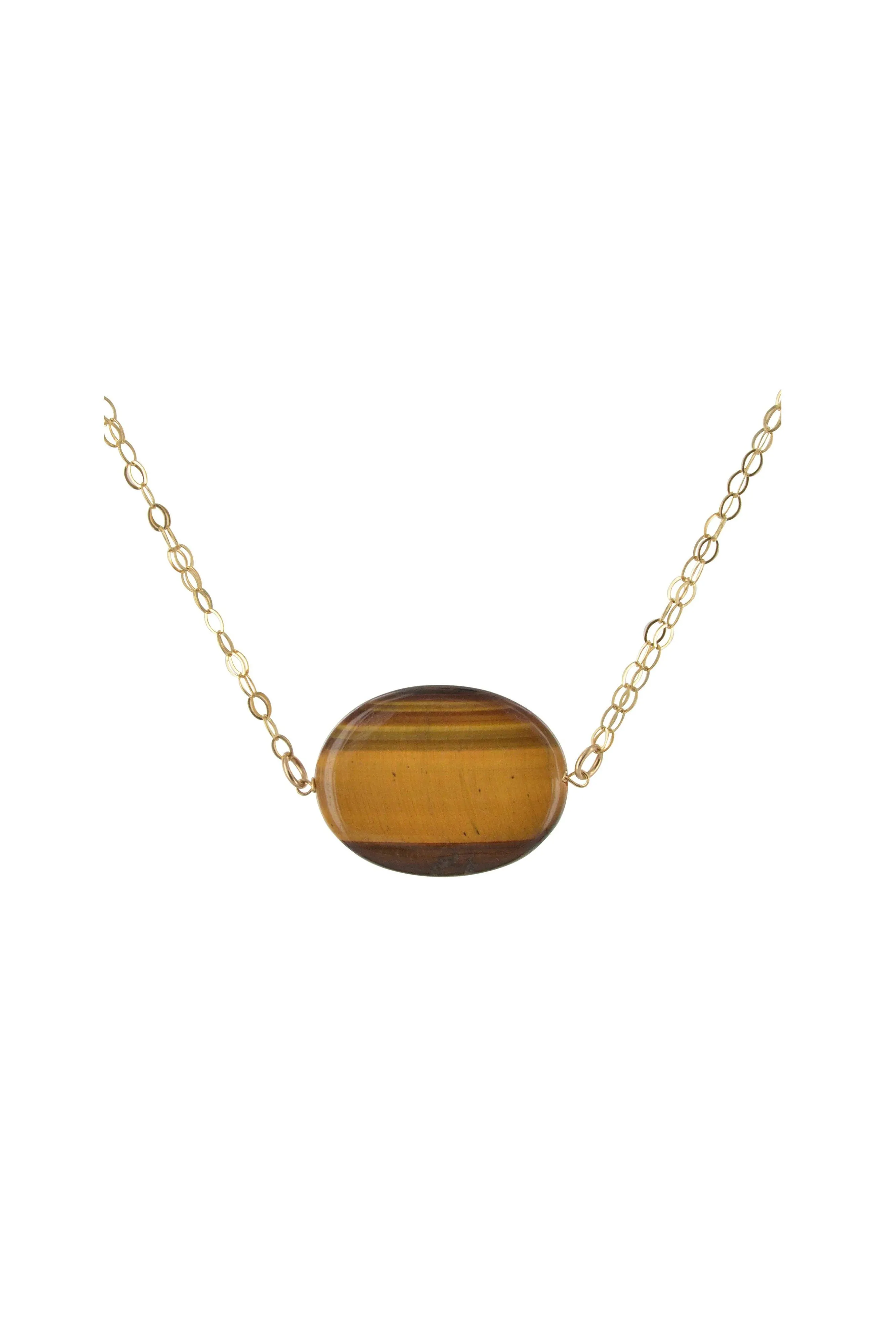 Oval Tiger's Eye Gold Necklace