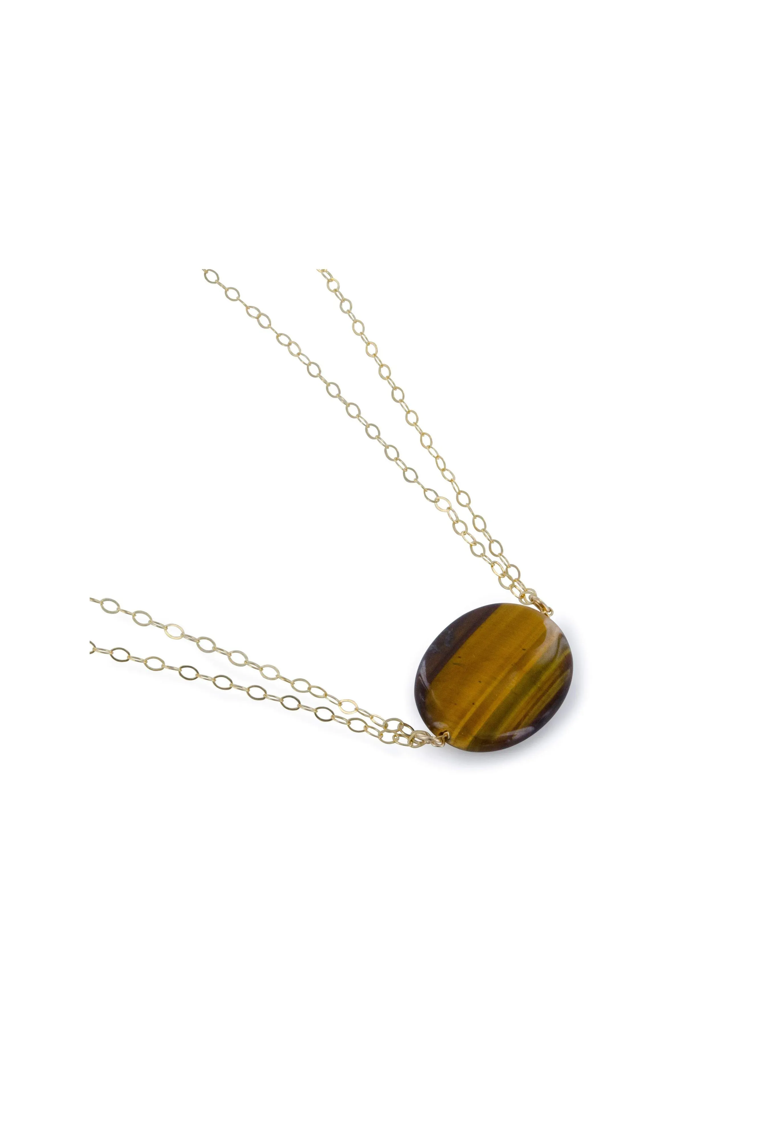 Oval Tiger's Eye Gold Necklace