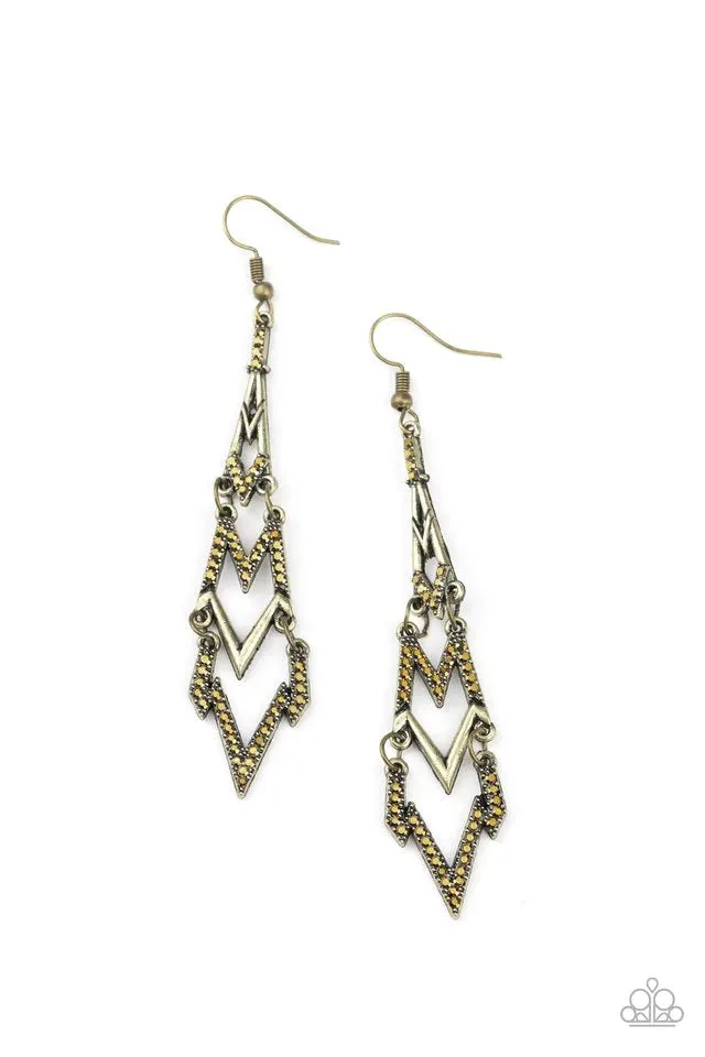 Paparazzi Earring ~ Electric Shimmer - Brass