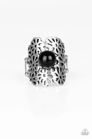 Paparazzi Ring ~ Flower Shower - Black