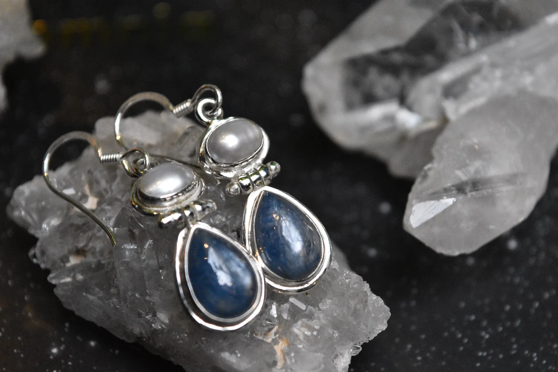 Pearl   Kyanite Ilkay Earrings