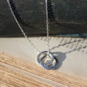 Personalised Two Ring Silver Necklace