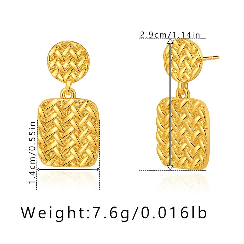 Pre Order:  Geometric Square Metal Texture Earrings