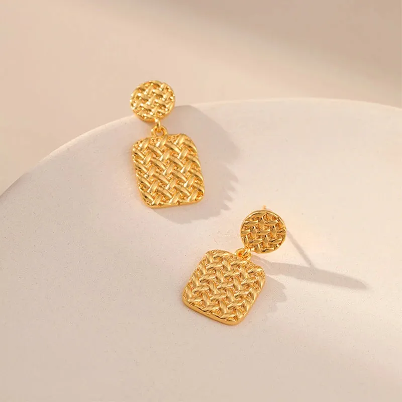 Pre Order:  Geometric Square Metal Texture Earrings