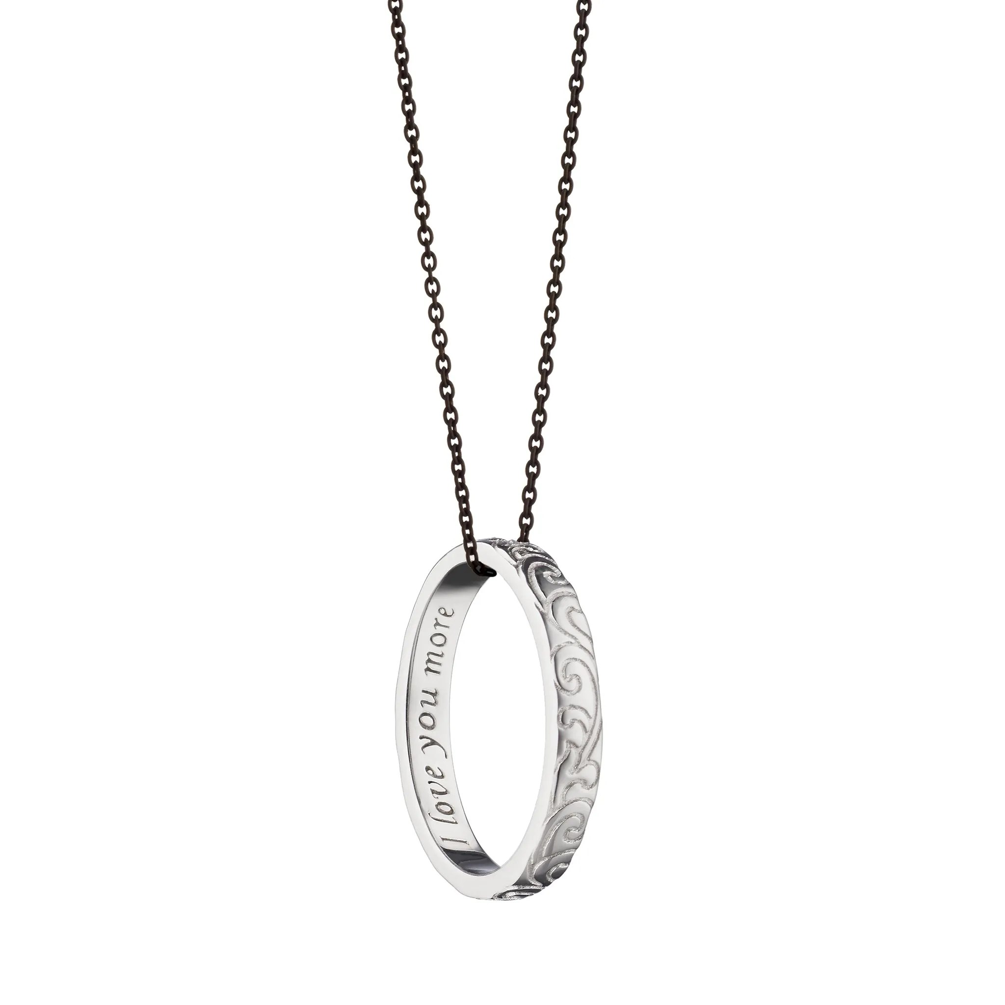 "I Love You More" Engraved Poesy Ring Necklace