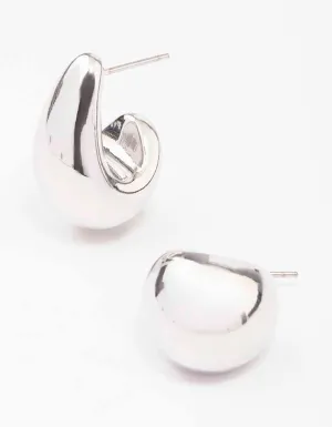 Rhodium Mini Teardrop Huggie Earrings