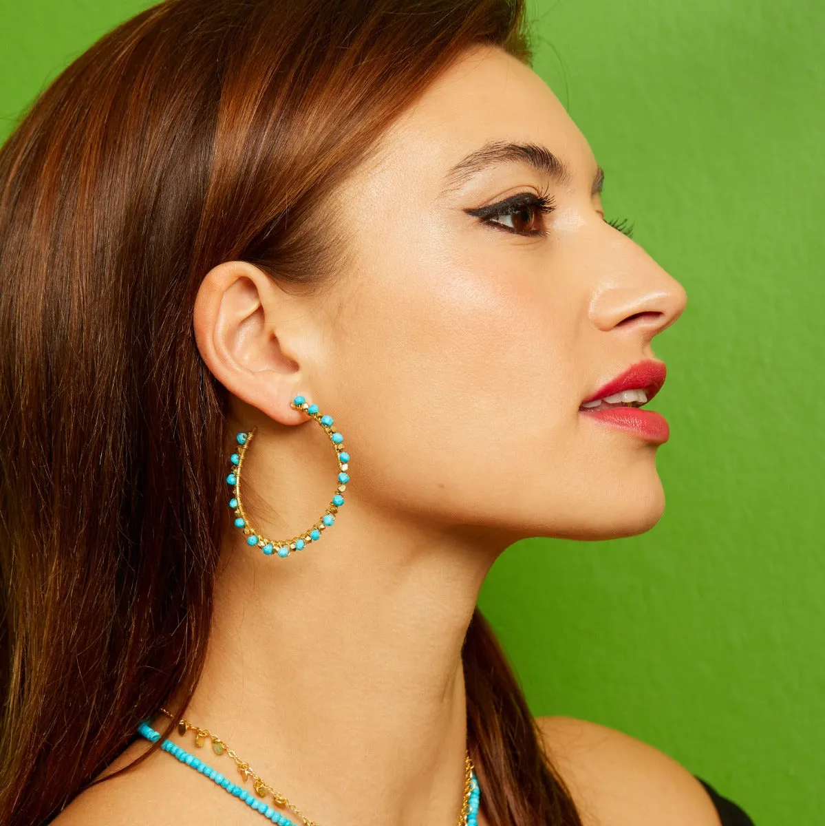 Riva Turquoise Hoop Earrings