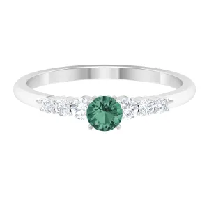 Round Green Sapphire and Diamond Graduated Promise Ring