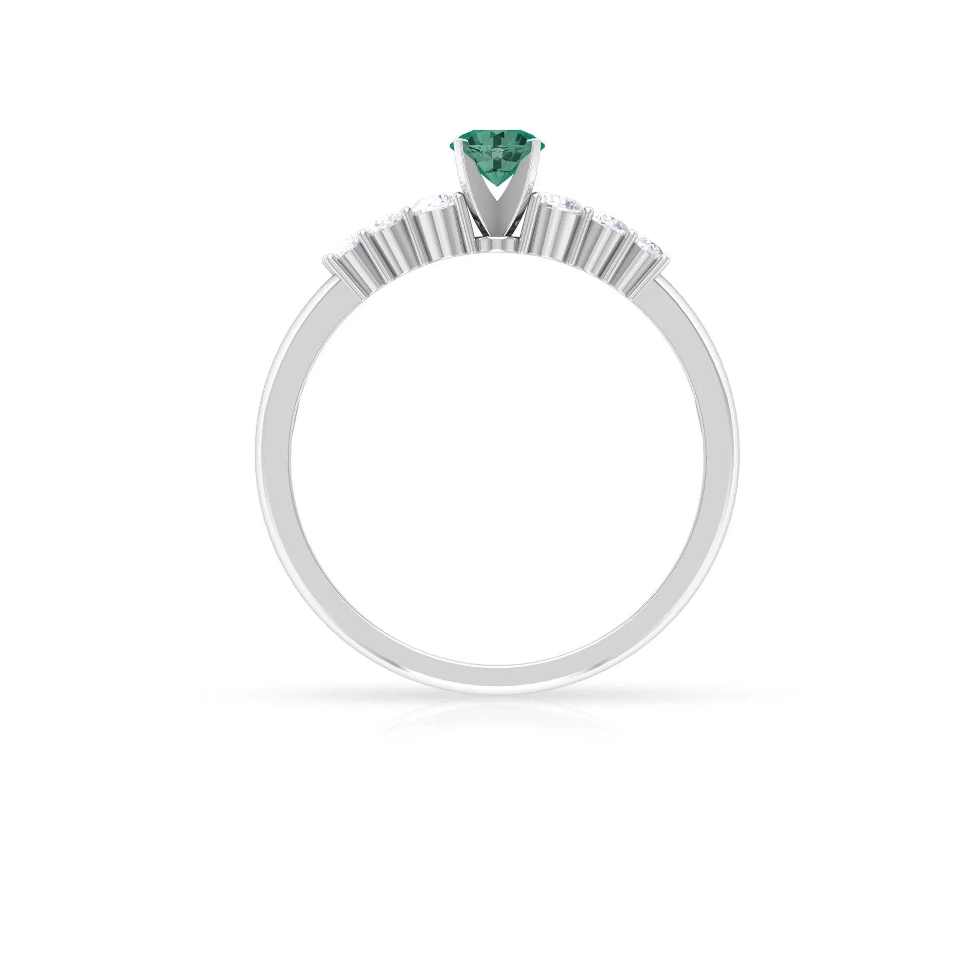 Round Green Sapphire and Diamond Graduated Promise Ring