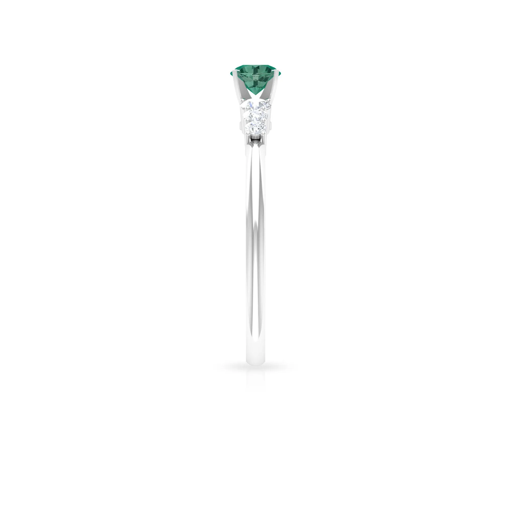 Round Green Sapphire and Diamond Graduated Promise Ring