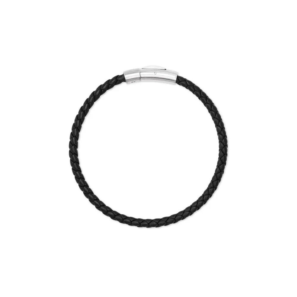 Scott Bros. Evans Sterling Silver Corded Bracelet In Black Leather