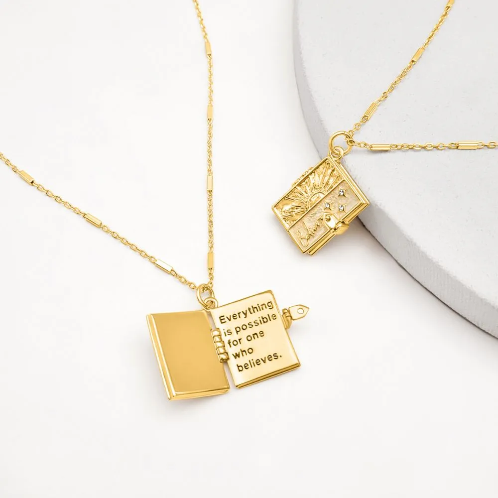 Secret Scriptures Locket: Believe - Gold