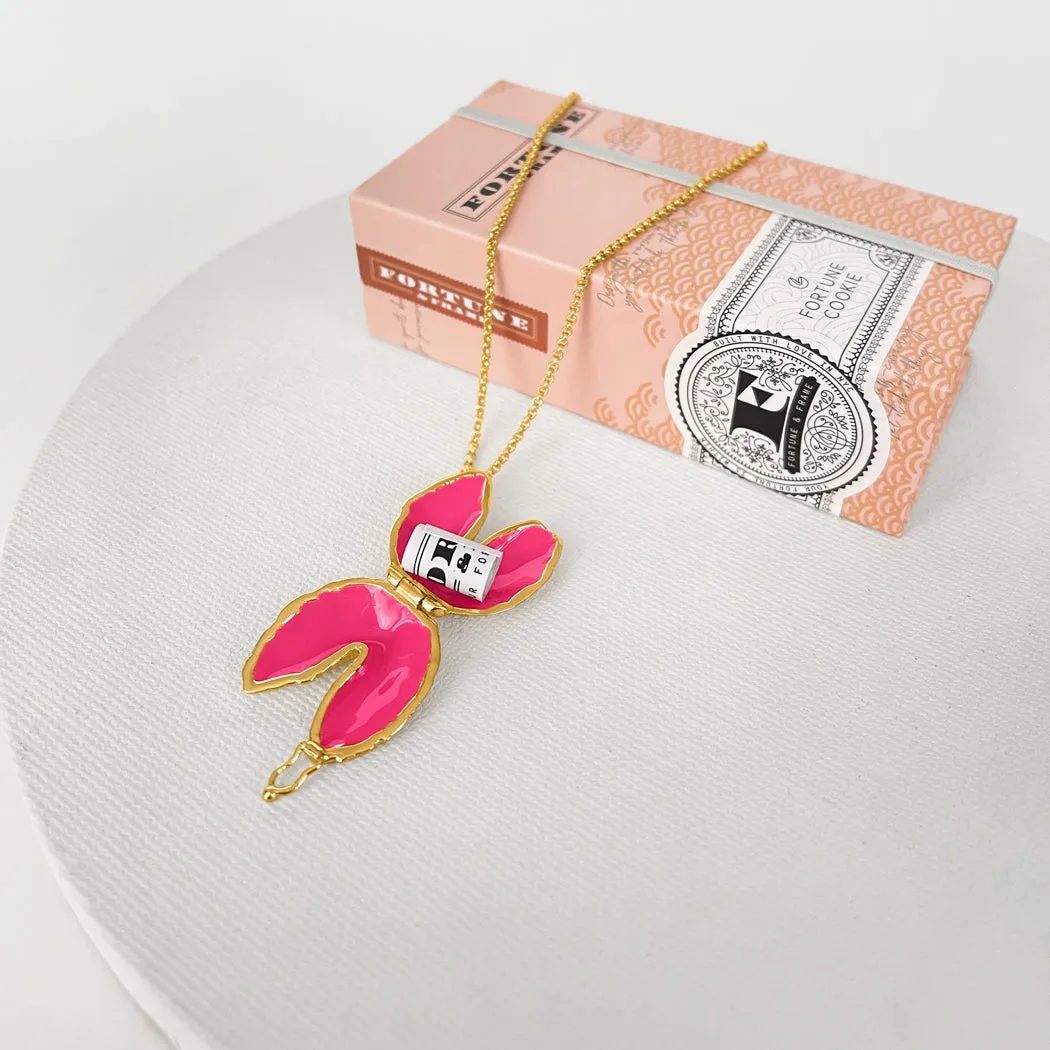 Signature Fortune Cookie Locket (Pink) - Gold