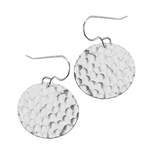 Silver Hammered Disc Dangle Earrings