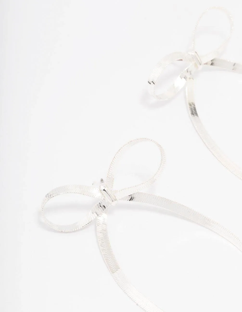 Silver Snake Chain Bow Drop Earrings