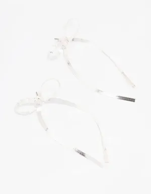 Silver Snake Chain Bow Drop Earrings