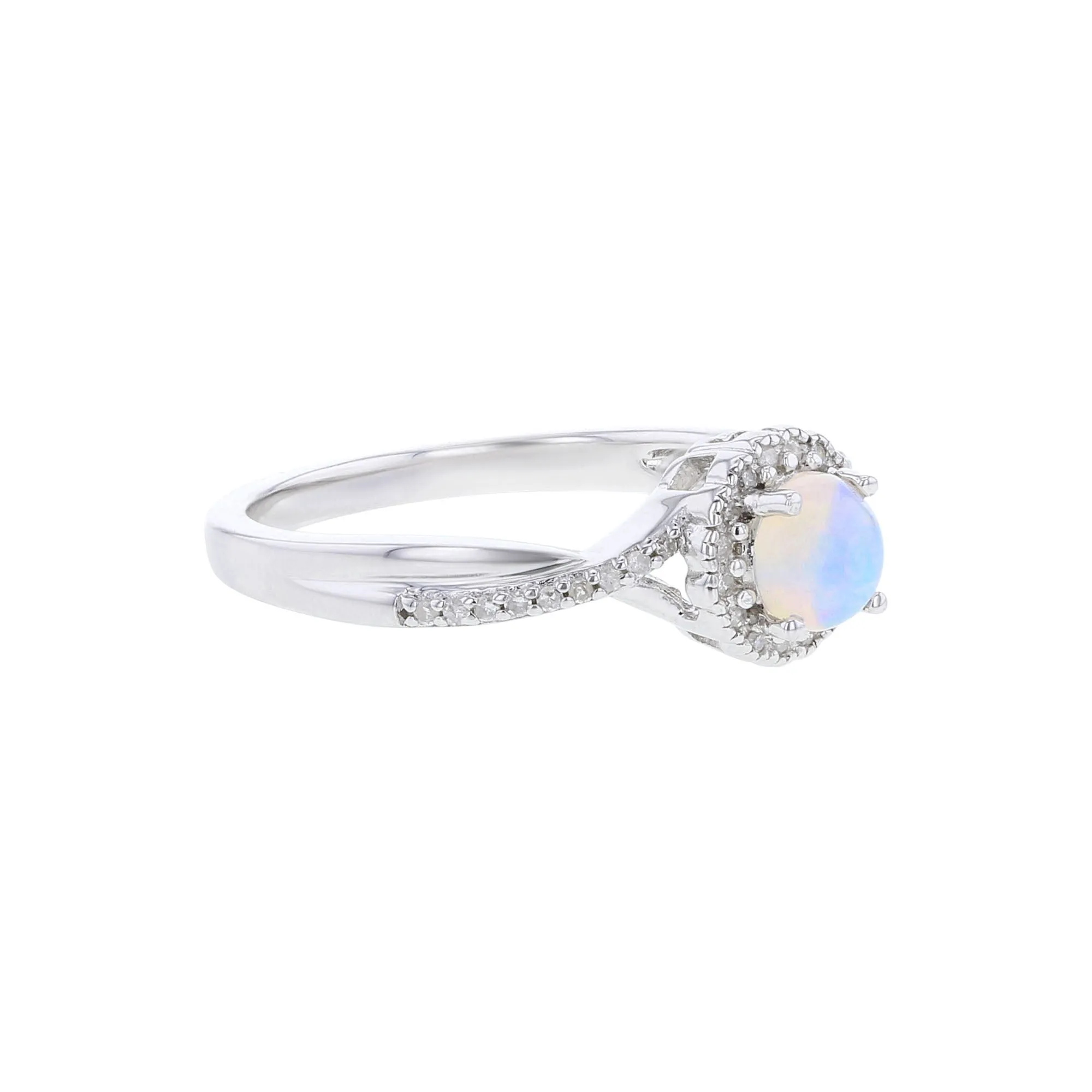 Silver Sweet Treat Opal & Diamond Ring