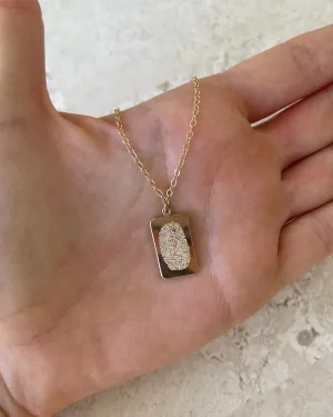 Single Fingerprint Tag Necklace  - 14k Yellow Gold Fill