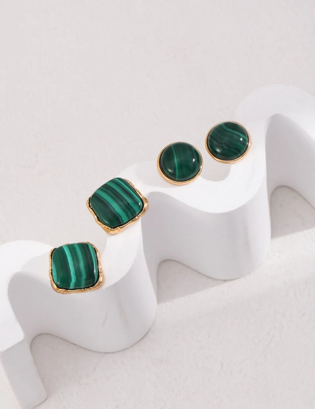 Square Malachite Stone Earrings