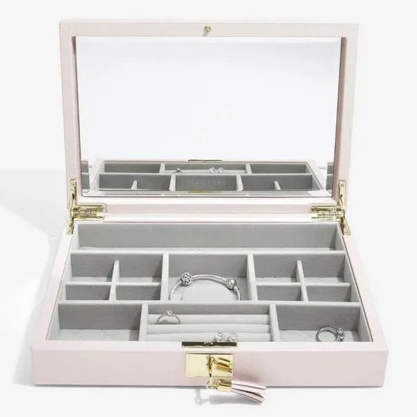 Stackers Blossom Pink Leather Jewellery Box Lidded 75449