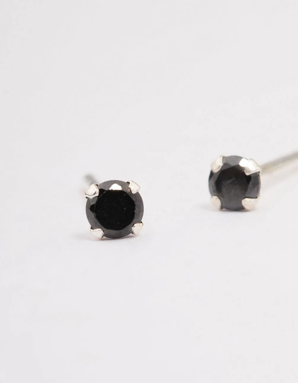 Sterling Silver Black Stud Earrings