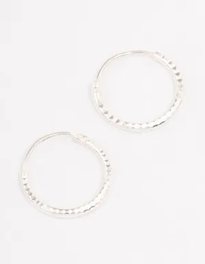 Sterling Silver Diamante Hoop Earrings 12mm