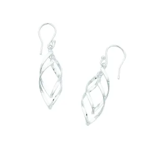 Sterling Silver Open Twist Drop Earrings