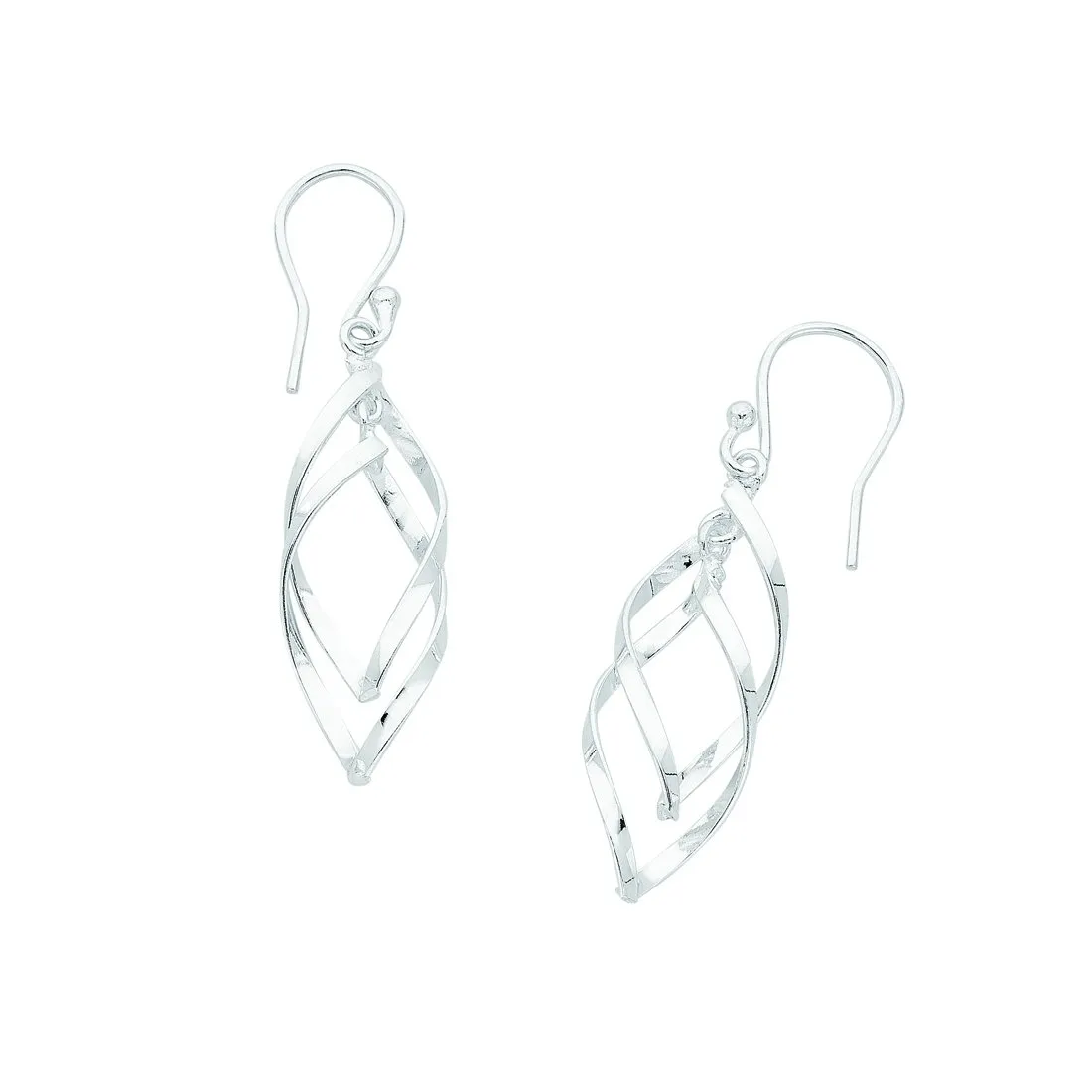 Sterling Silver Open Twist Drop Earrings